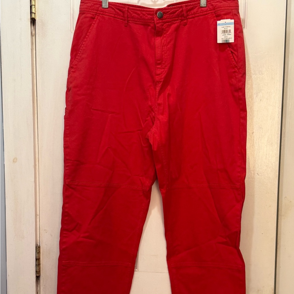 BP + Wildfang Straight-Leg Red Cotton Pants Women’s Size L